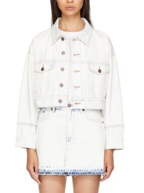 MARC Jacobs Bleached Indigo Oversized Cropped Denim Jacket, Medium